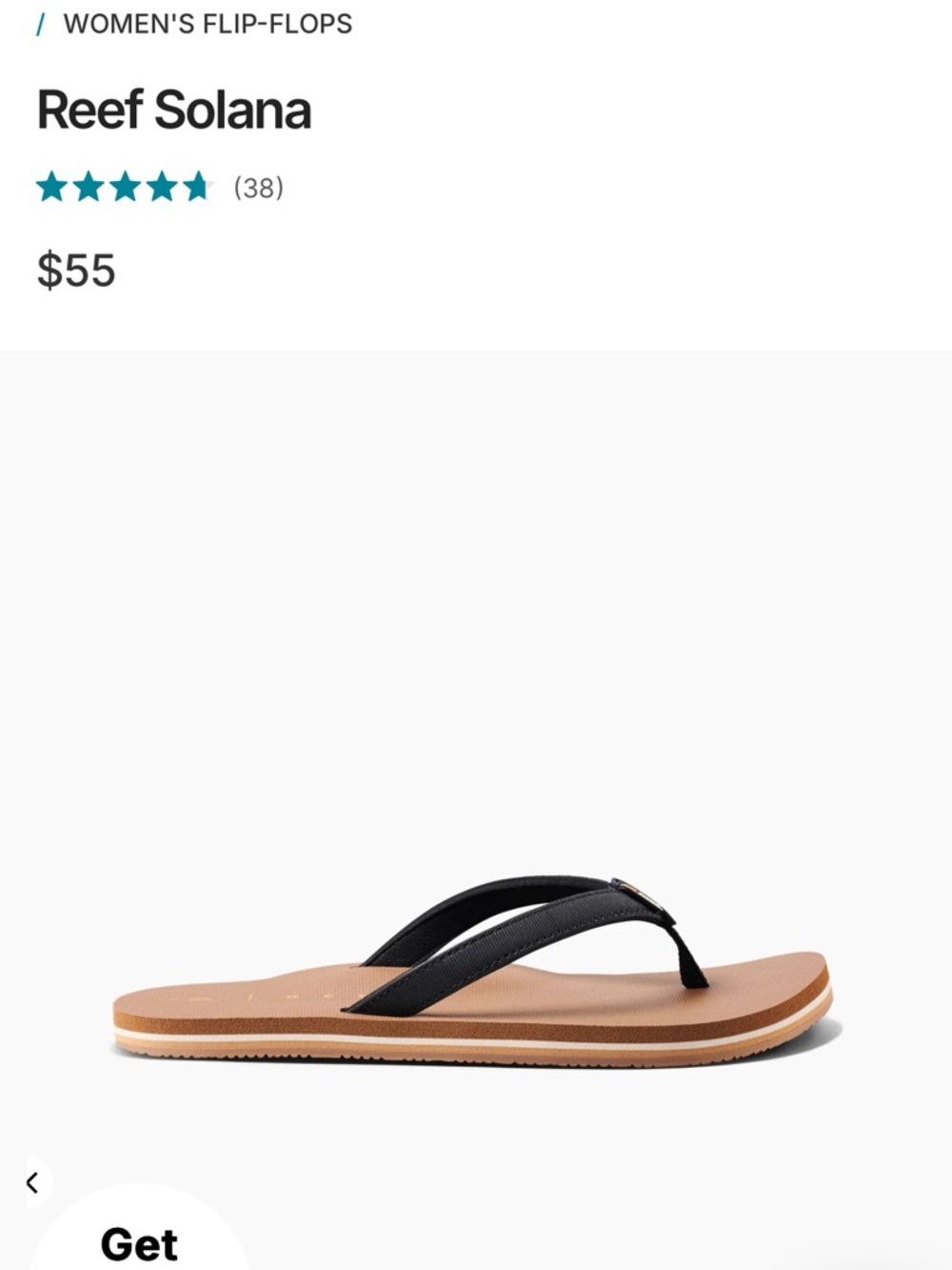 Reef Women's Flip Flop Sandals in Tan and Black - Picture 3 of 3